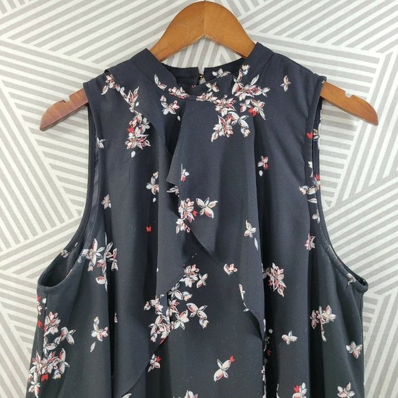 Apt 9 Size XL Layered Chiffon Mesh Party floral Knee Length Black red Ruffle - Picture 2 of 4